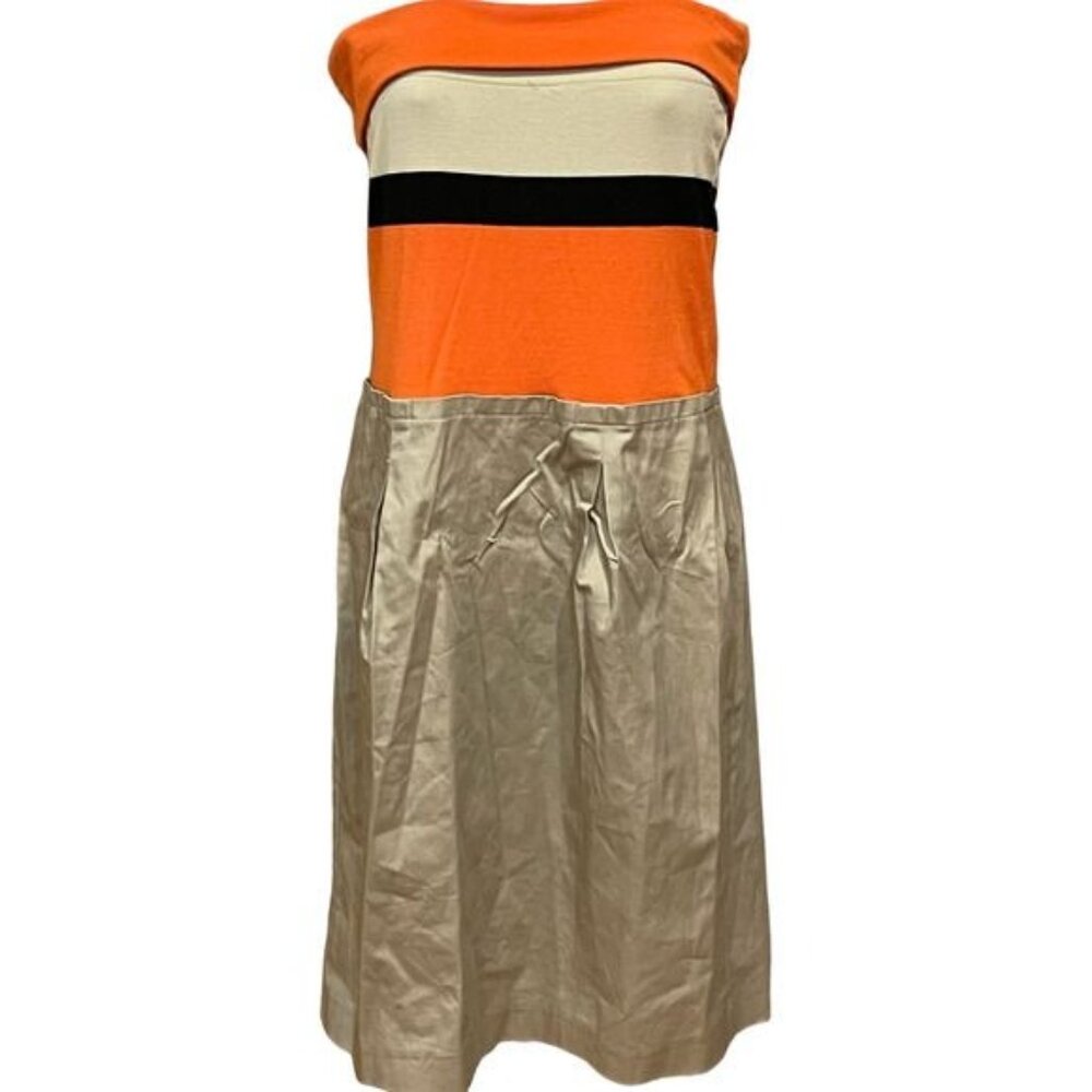 Colorblock Strapless Dress With Orange & Beige Panels By Sinéquanone